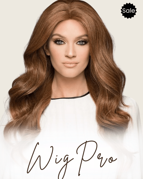 WIGPRO Wigs by Wig USA | Synthetic and Human Hair Wig Collection | Model is wearing Amber 105 Human Hair Wig by WigPro in color 6/30T