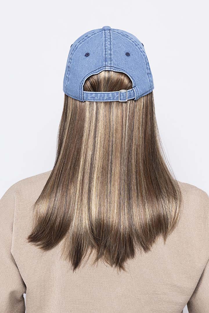 Woman wearing Long Hat Denim by Henry Margu in 8/27/33H | Back