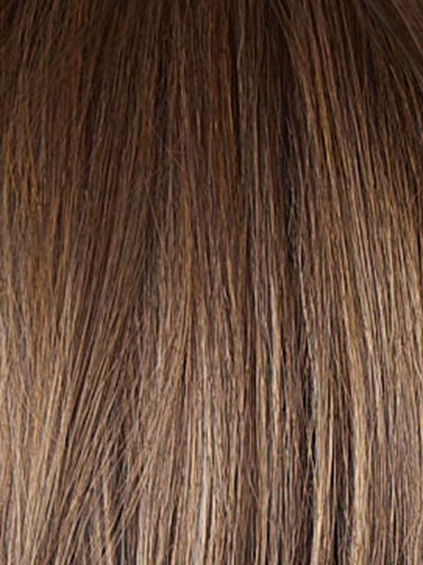 Caffe Misto-R | A chic blend of dark brown, medium brown, and ash blond highlights. Deep brown root for a modern, on-trend look.