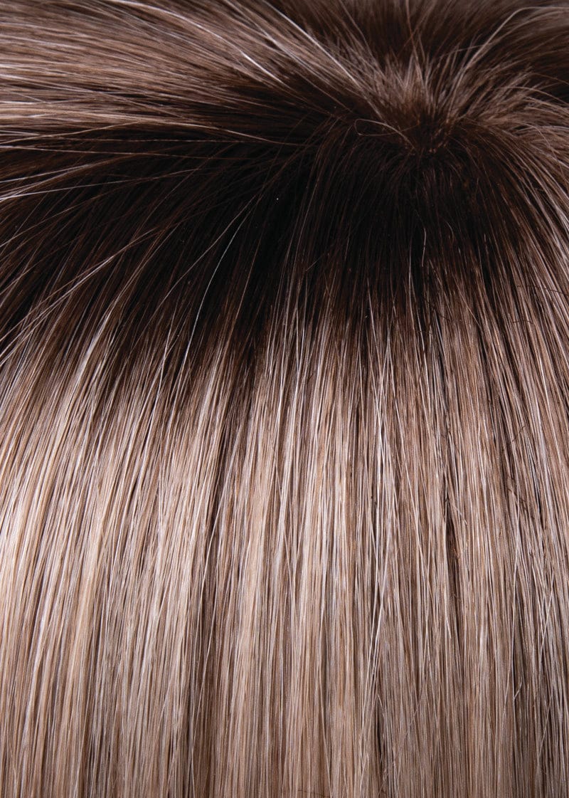 Close-up of brown hair with a gradient to blonde
