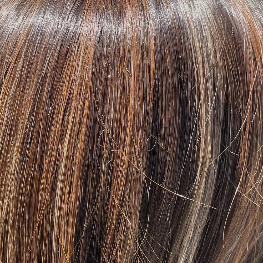Dark Brown+HL | 6/27/14 | Unrooted but very dynamic colors of dark brown, strawberry light auburn and soft cunky medium and dark blonde highlights.