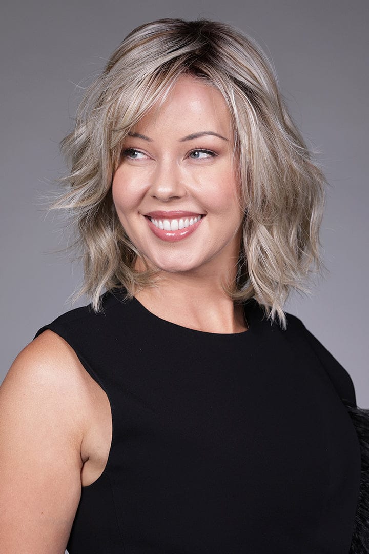 Woman wearing Donna wig by Belle Tress in Butterbeer R | Side