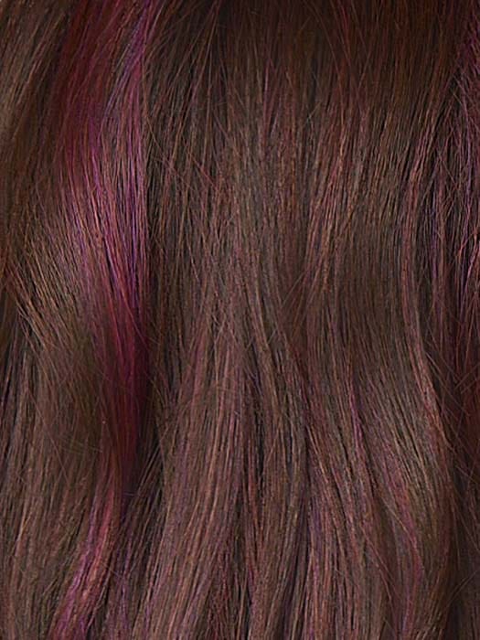 Deep Plum Brown-R | A rich blend of deep plum and dark brown tones, enhanced by a dark root that creates a bold and dramatic impression.