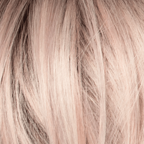 POLARIZING PINK | Icy Platinum Blonde / Soft Rose Blend with Silver Undertones & Medium Ash Brown Root