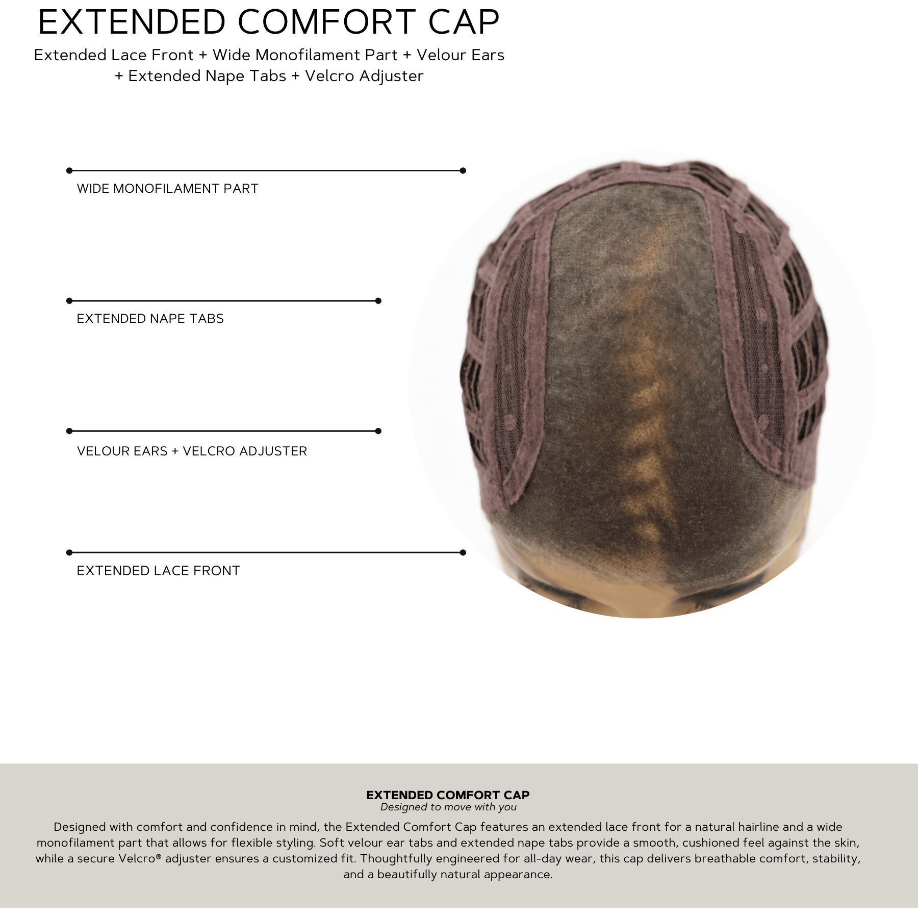 Rene of Paris Extended Comfort Cap | Wide mono part, lace front, wefted