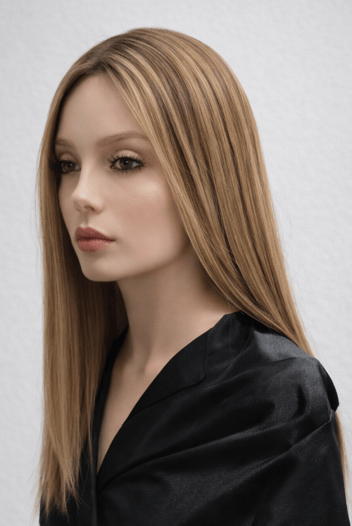 Front Image of Human Hair Topper by PUSH 22-24" - Color Belle