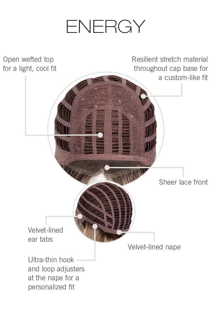 Energy by Gabor cap construction. Basic wefted cap with lace front.