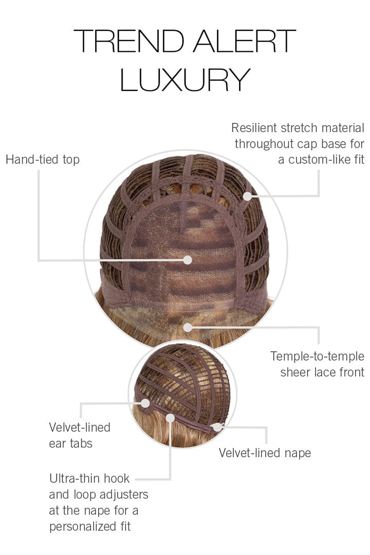 Hand-tied, lace front details.