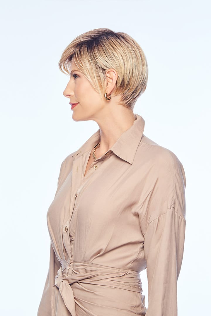 Woman wearing Friendship wig by Gabor in SS Light Blonde | Left Side
