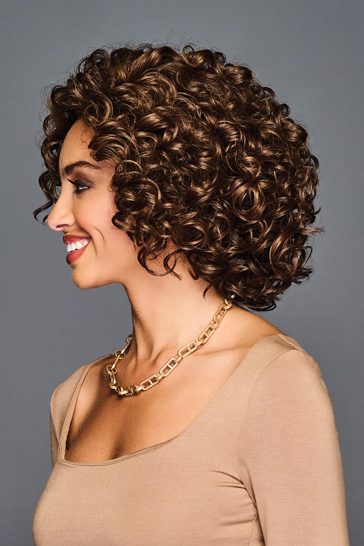 Women wearing Fun & Funky wig by Gabor in Light Brown | Left Side
