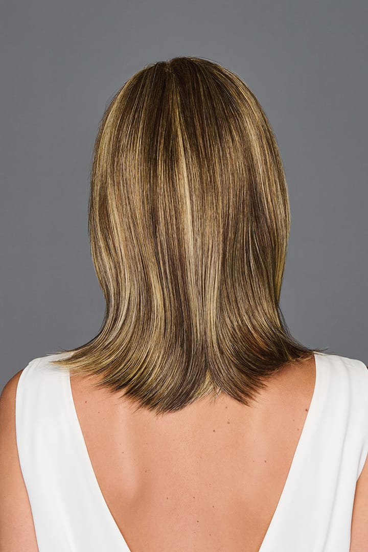 Woman wearing Illumination wig by Gabor in Brown/Blonde | Back