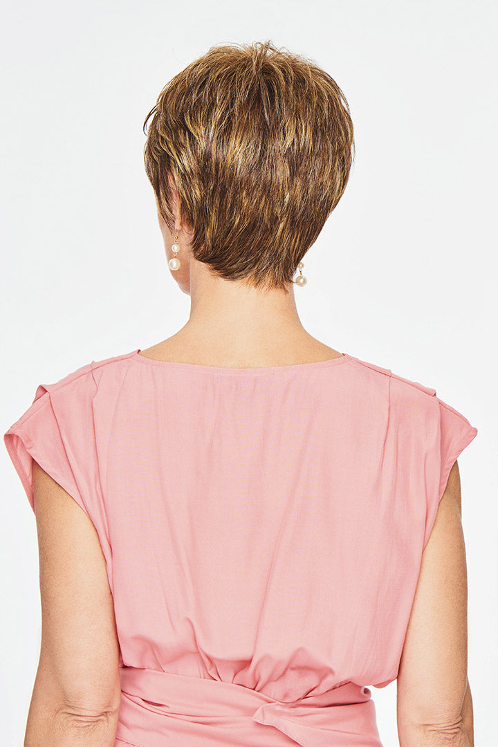 Woman wearing Optimistic wig by Gabor in Brown Blonde | Back