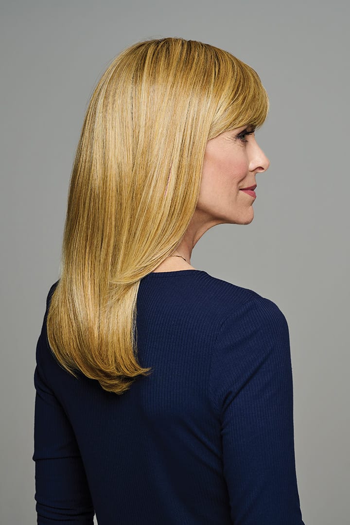 Woman wearing Revelry wig by Gabor in SS Medium Blonde | Right Side