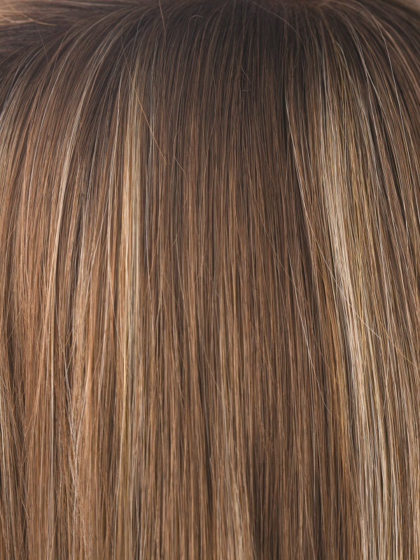 MAPLE SUGAR R | Rooted Medium Brown with Light Honey Brown Base and Strawberry Blonde Highlights