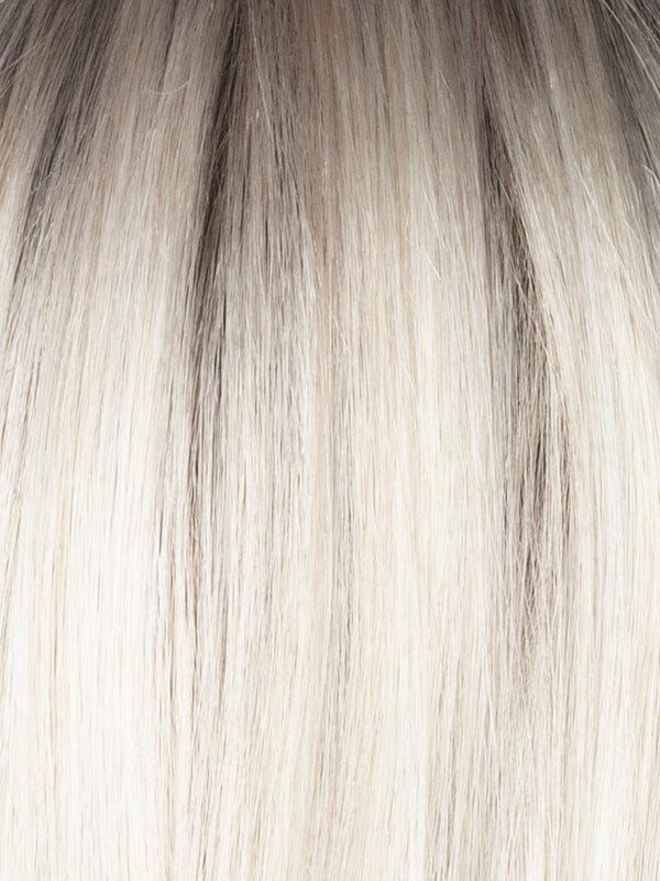Milky Opal-R | Rooted blonde with a mid-warm brown root which transcends beautifully into the expertly woven cream and white blondes with a deeper tone running throughout the bottom and has a subtle opal hue.