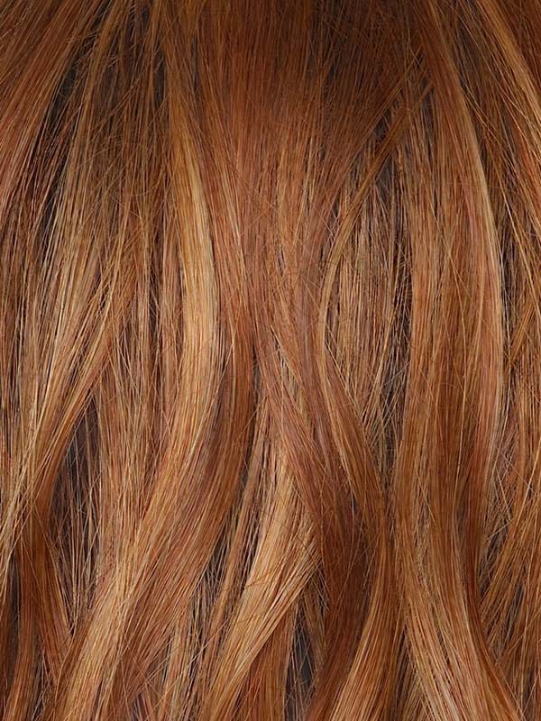 Rusty Sunrise-R | Merge of deep, earthy auburn tone with light copper blond highlights. The dark brown root offers a balance of depth and complements various skin tones.