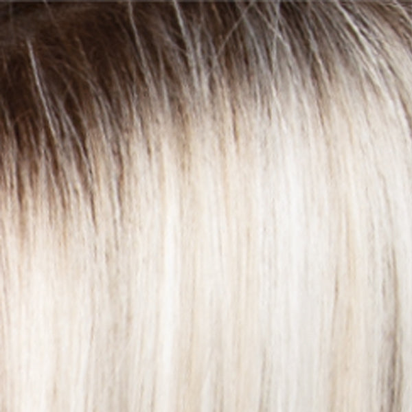 Estetica Wigs | SILVERSUNRT8 | Iced Blonde Dusted with Soft Sand & Golden Brown Roots