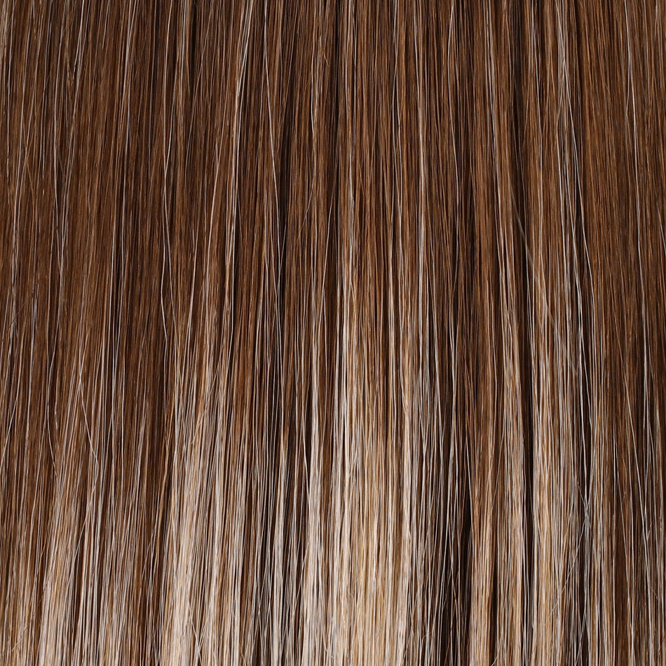 Sunshine S14/26/88RO | Medium brunette roots fade to warm, honey blond hues at the ends