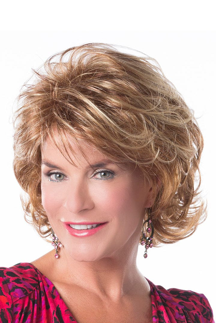 Model is wearing Perfection wig by Toni Brattin in Red Blonde | Front