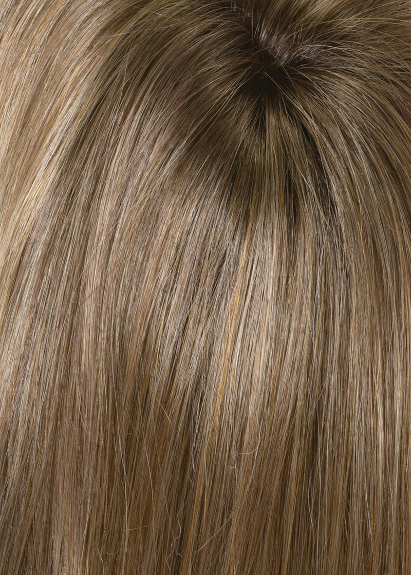 Close-up of brown hair with highlights