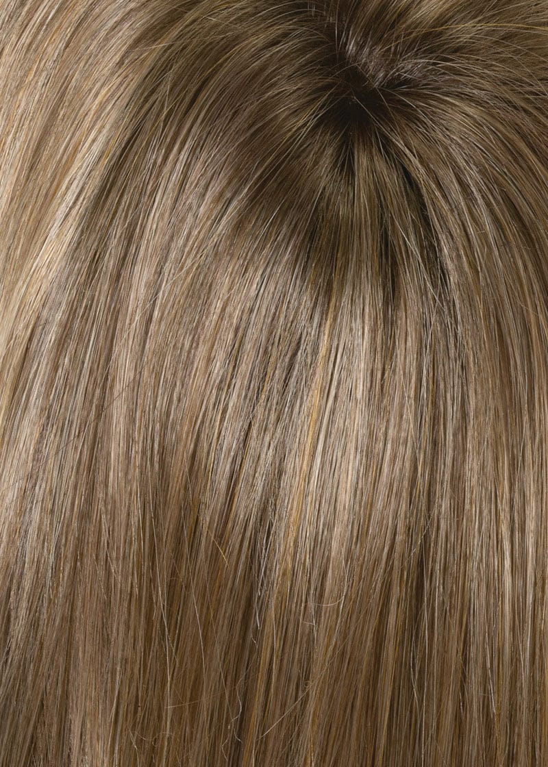 Close-up of brown hair with highlights
