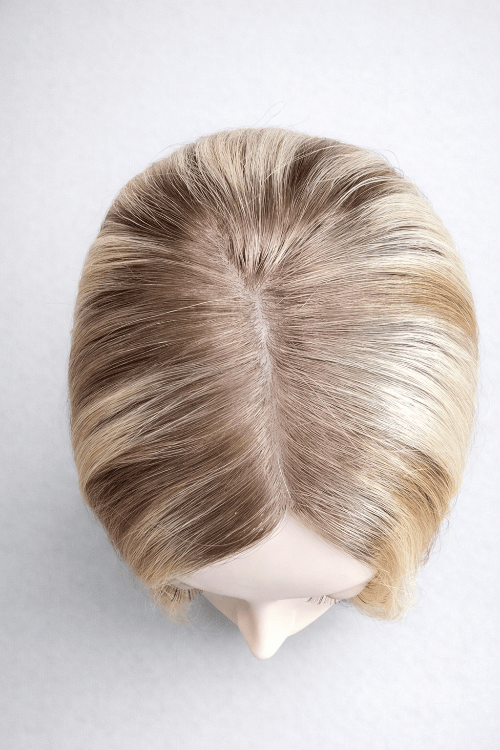 Fearless Human Hair Topper 18-20" by PUSH Top View - Color Dore