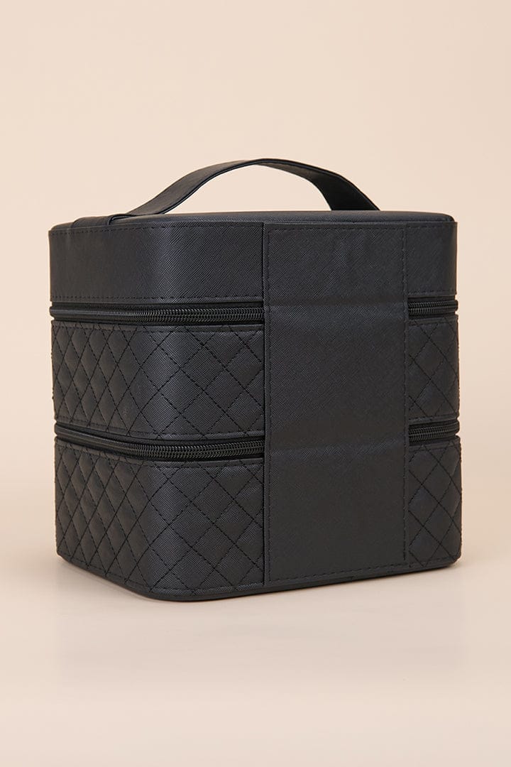 Black travel case back view