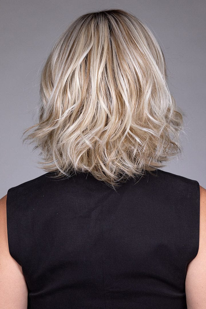 Woman wearing Victoria wig by Belle Tress in Butterbeer R | Back