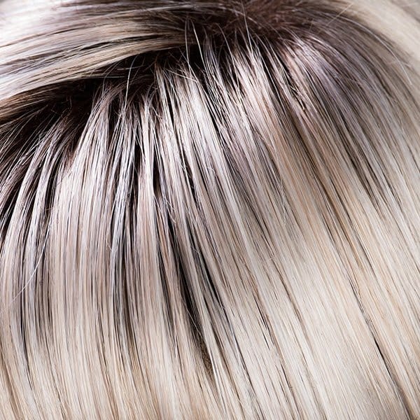 Rooted Platinum | Dark Brown root with Natural White with Pearl Platinum and Beige Platinum ends