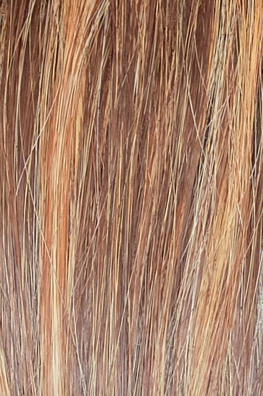Auburn Crème | A dimensional blend of warm copper and light auburn with golden blonde highlights and soft brunette lowlights throughout.