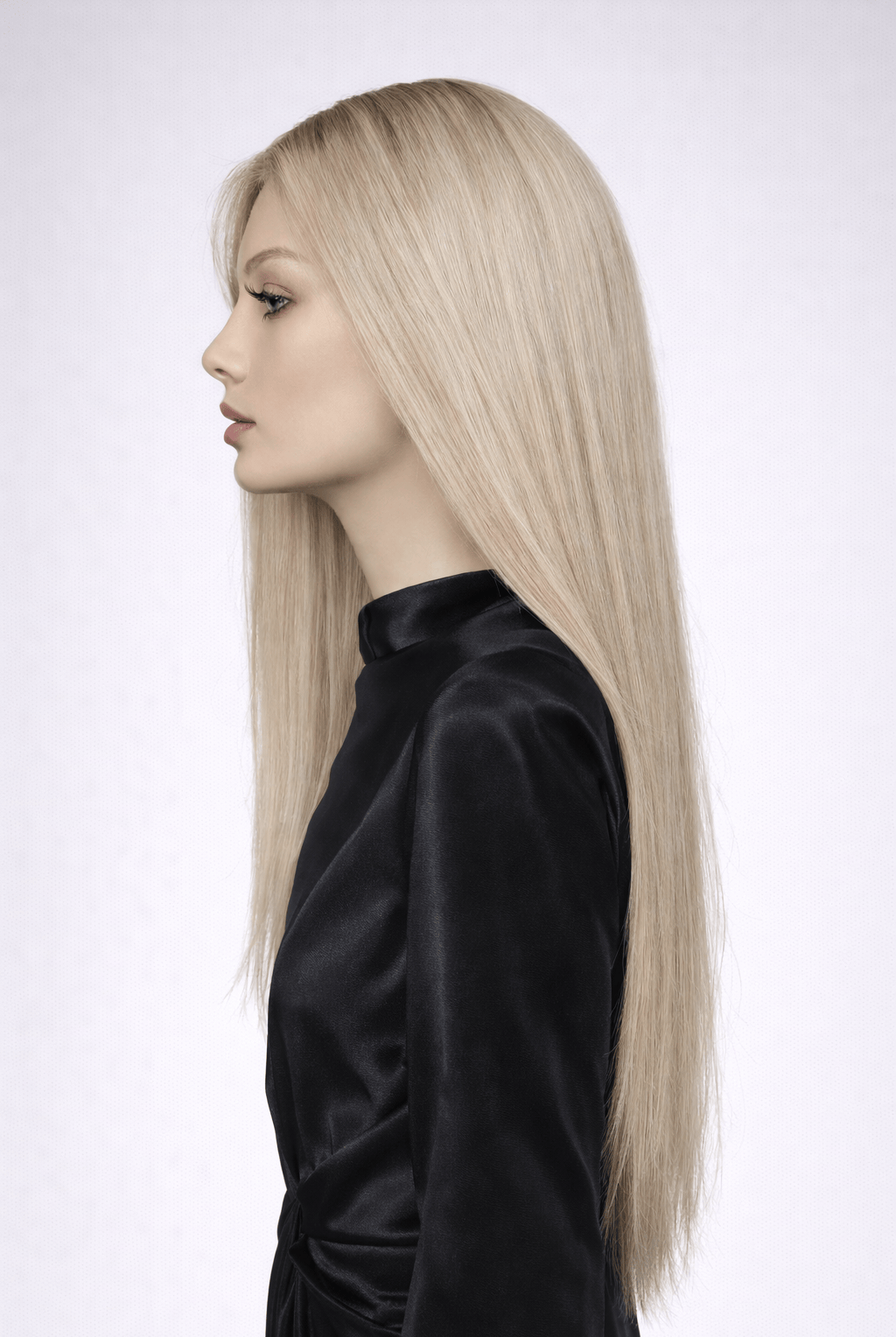 Bespoke PUSH Remy Human Hair Wig in color Glacial - side view
