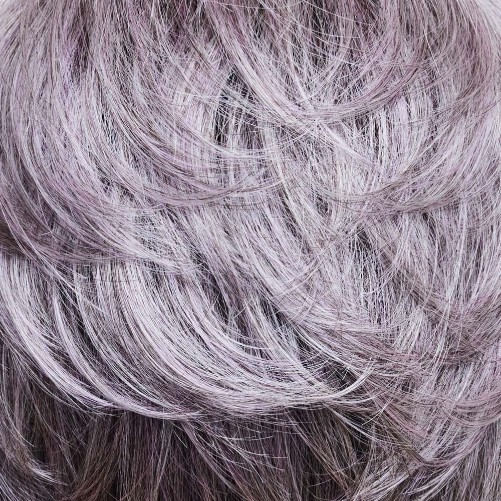 Lilac Silver R | A hint of soft lilac tone is added to the base transitional silver color (light to medium grey). The dark root tone creates a trendy, fun vibe.