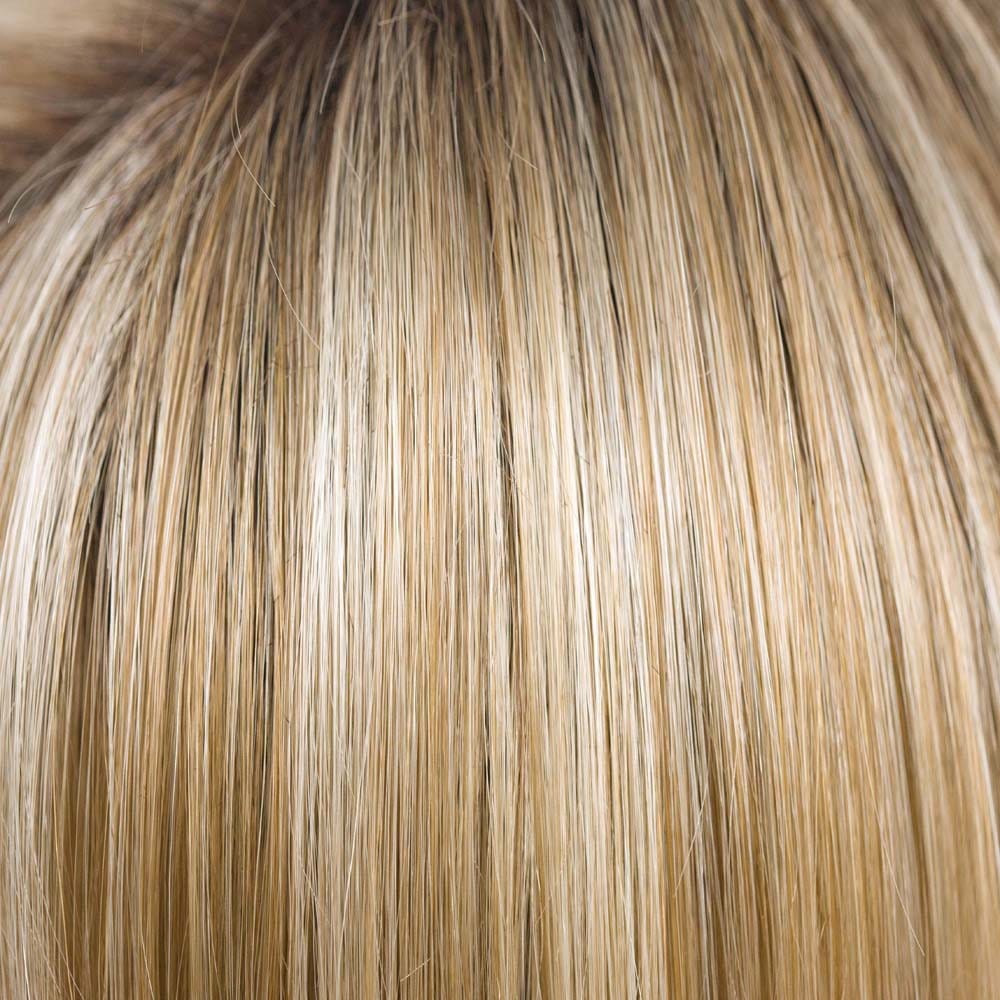 Creamy Toffee R | Rooted Dark with Light Platinum Blonde and Light Honey Blonde evenly blended