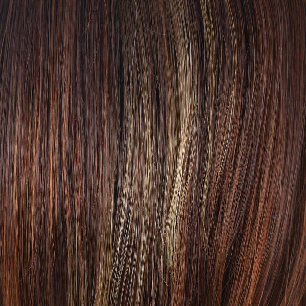 Razberry Ice R | Rooted Dark Medium Auburn base with Copper and Strawberry Blonde highlights