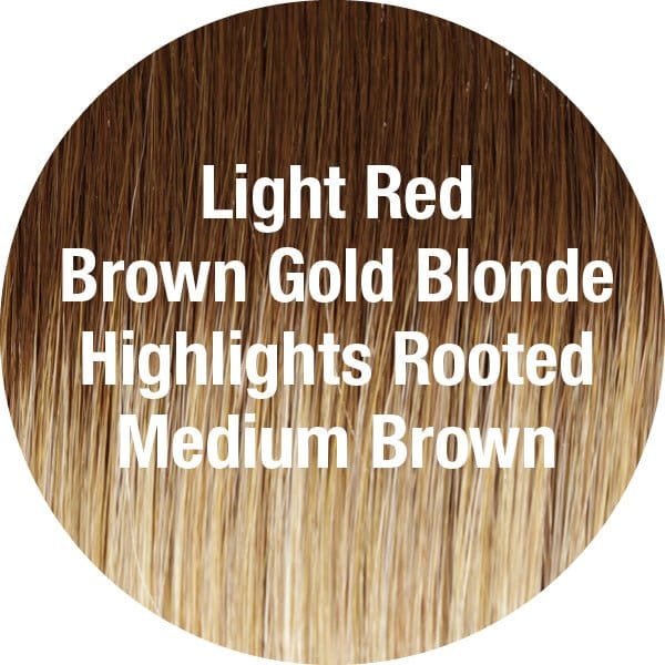 14/26/R10 | Light Red Brown Gold Blonde Highlights Rooted Medium Brown