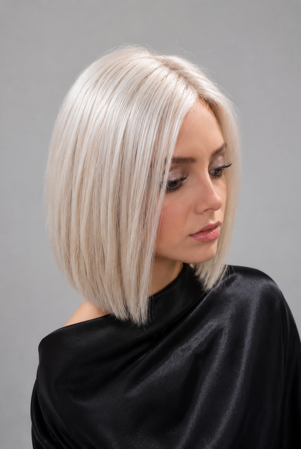 Fearless Human Hair Topper 10-12" by PUSH Front/Side view - Color Blanche