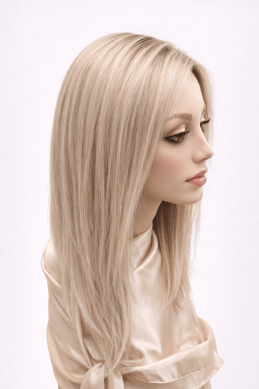 Gisele Human Hair Wig by PUSH in color Brulee Doree Front View