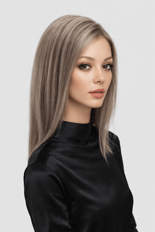 Gisele Human Hair Wig by PUSH in color Sage Front View
