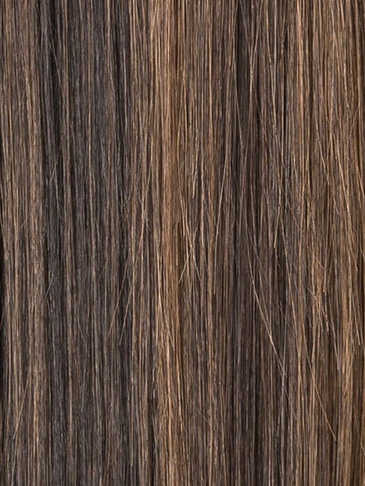 NOUGAT LIGHTED 830.6.16 | Medium Brown Blended with Light Auburn, Dark Brown and Medium Blonde Blend with Highlights Throughout and Concentrated in the Front