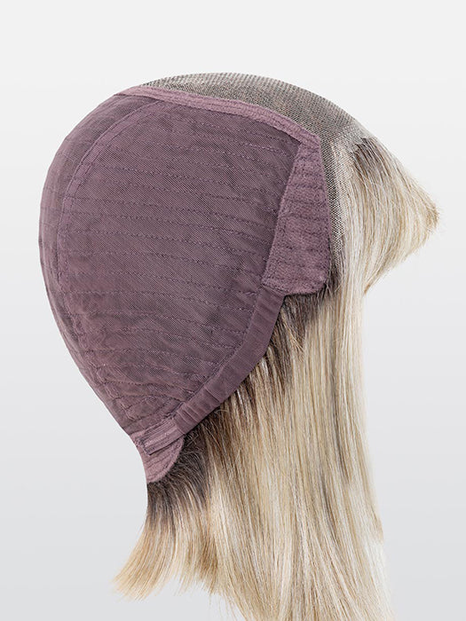 Miss Comfort HF synthetic lace front wig cap with mono crown and blonde hair.