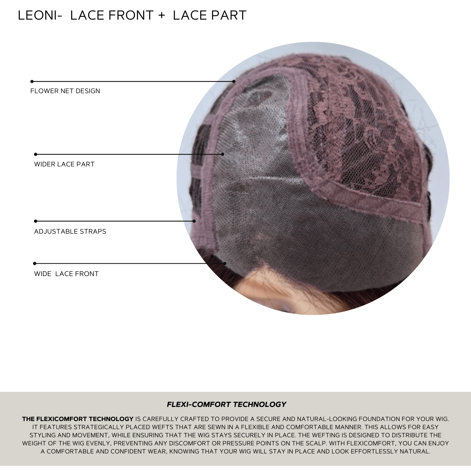 Leoni Wig by Rene of Paris Cap Construction Image | Lace Front and Lace part with open wefted back