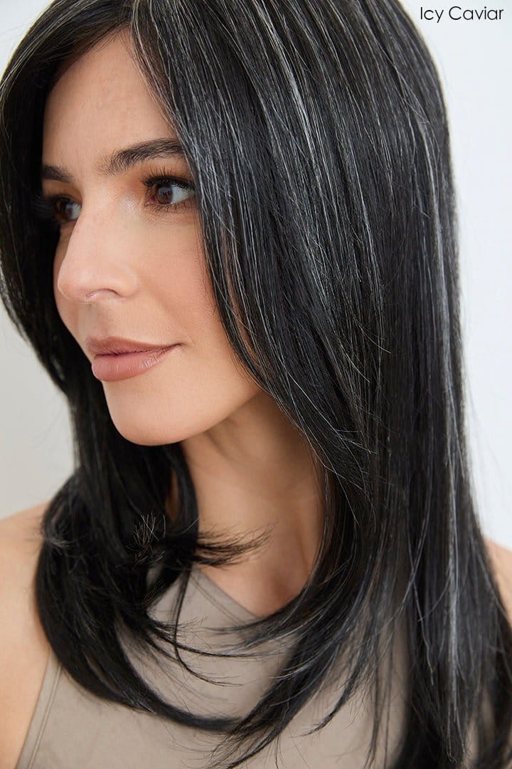 Open Box | Long Mono Topper by Amore | Synthetic Hair | Large Base | NM Marble Brown - R - Wig Studio 1