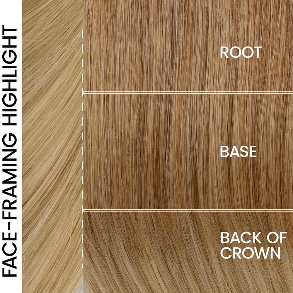 EL 27/25/88 | A blend of light auburn and gold blonde and platinum gold highlights