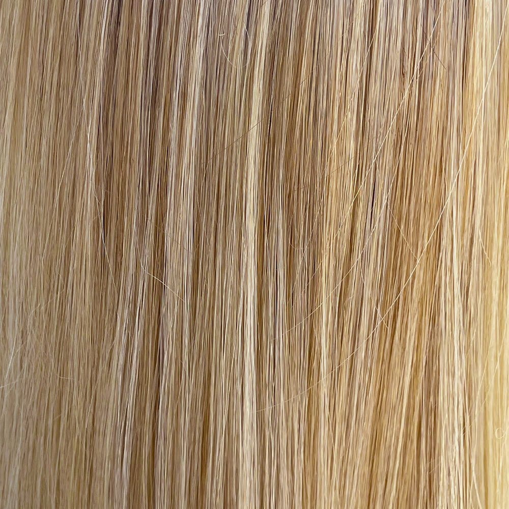 Beige Linen Blonde-R | 16/22/613+8 | Neutral beige color blonde mixed with medium and dark blonde, highlighted using ash blonde with medium brown root color.