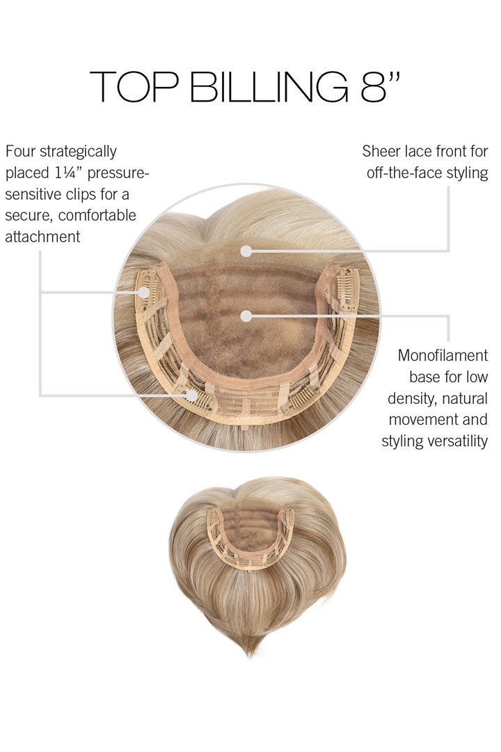 Top Billing 8" by Raquel Welch | HF Synthetic Lace Front Hair Topper | Mono Top - Wig Studio 1