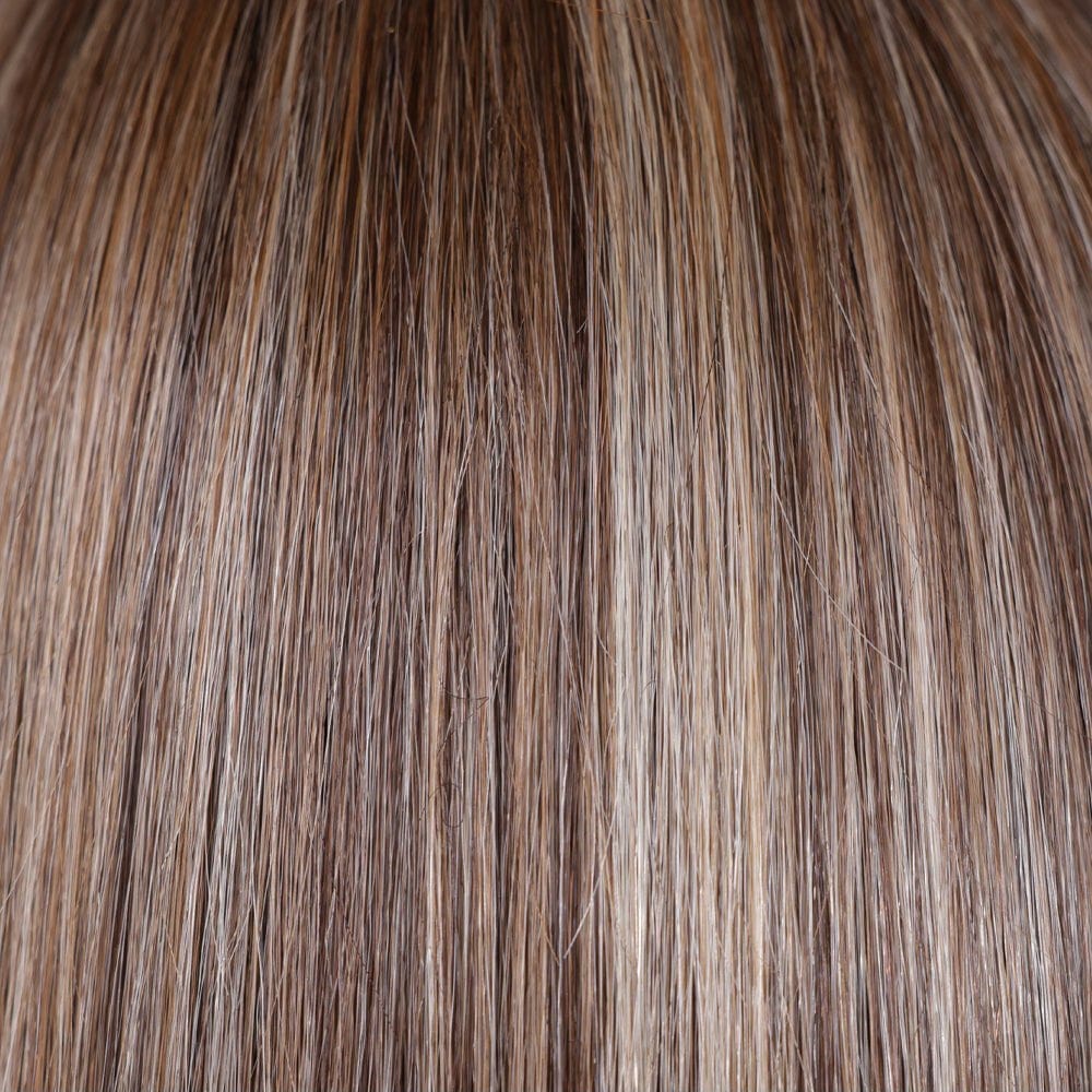 Brown Sugar Cookie-R | 4/16/613+8 | Brown Sugar Root is a warm, multidimensional blend with rich brown roots fading into a golden brown base. Honey and toffee highlights add a sunlit touch, flattering all skin tones.