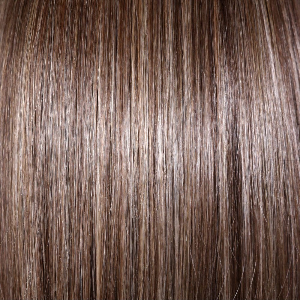 Cappuccino Latte-R | 6/240+8 | Cappuccino Latte Root is a rich blend of espresso-brown roots transitioning into a warm latte hue with beige and caramel undertones. Golden cream and mocha highlights add dimension for a sunlit, sophisticated look.