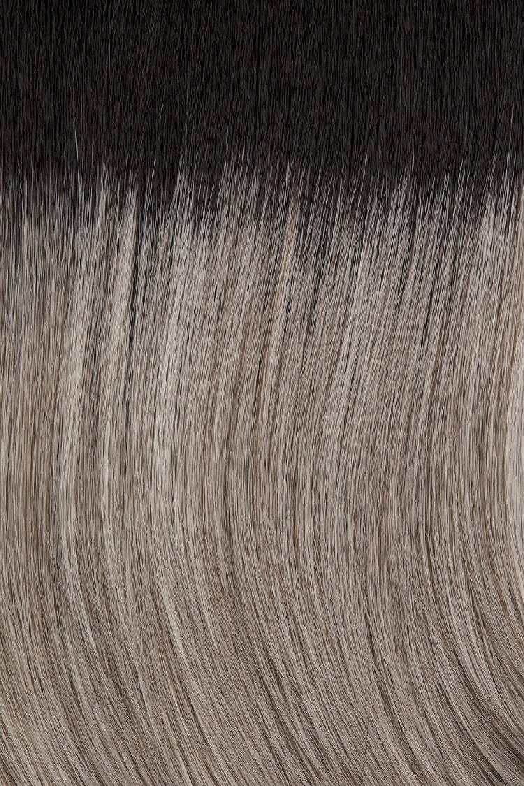 38/56GR | Silver white highlighted with light grey and light brown and off black roots