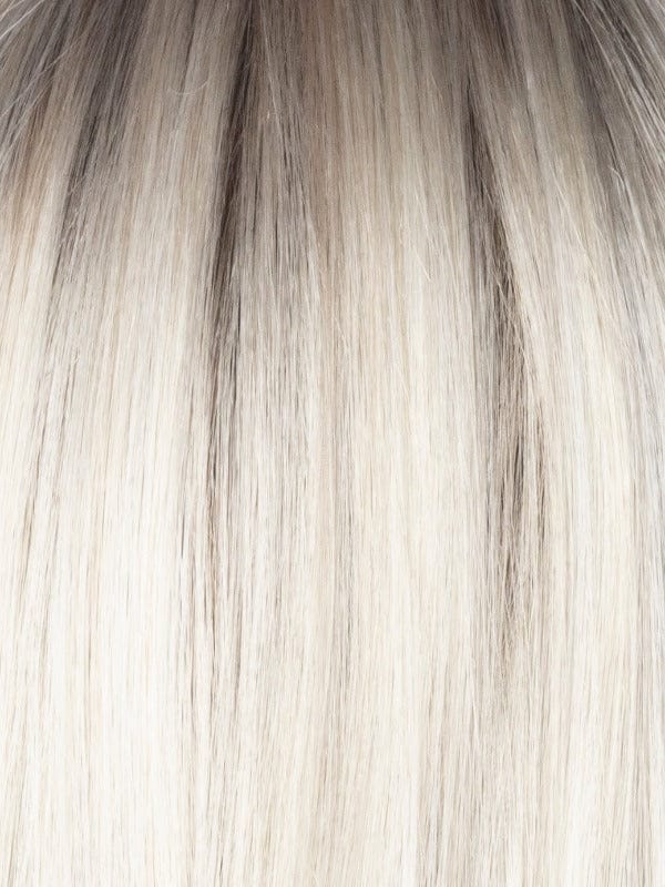 Milky Opal R | Rooted blond with a mid-warm brown root which transcends beautifully into the expertly woven cream and white blonds with a deeper tone running throughout the bottom and has a subtle opal hue