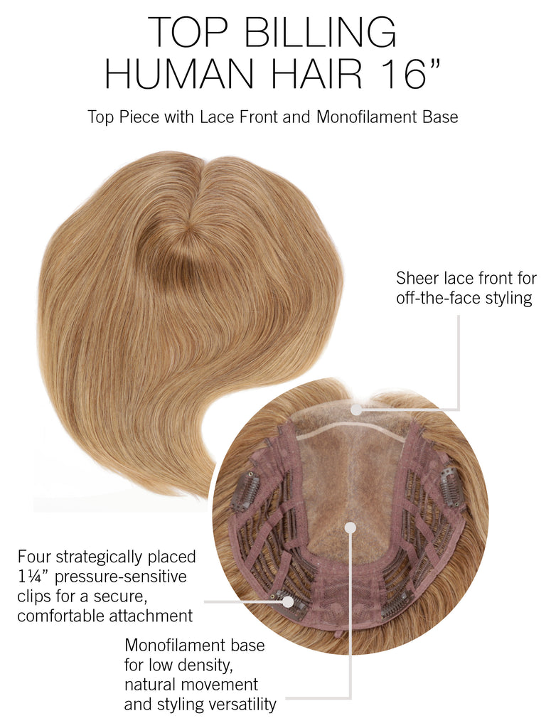 Top Billing 16" Human Hair Topper by Raquel Welch | Mono Top